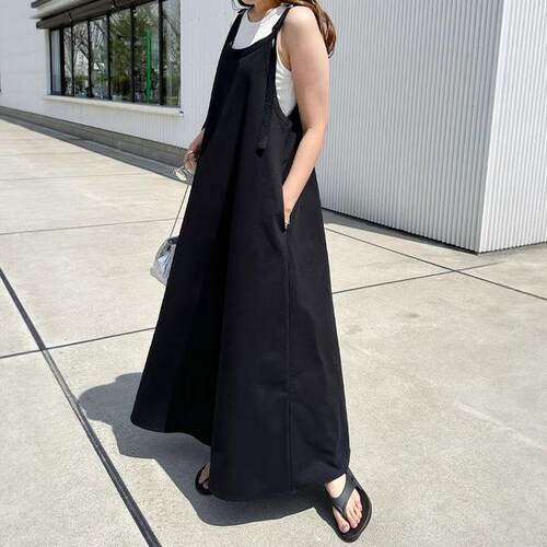Women's cotton and linen camisole long skirt