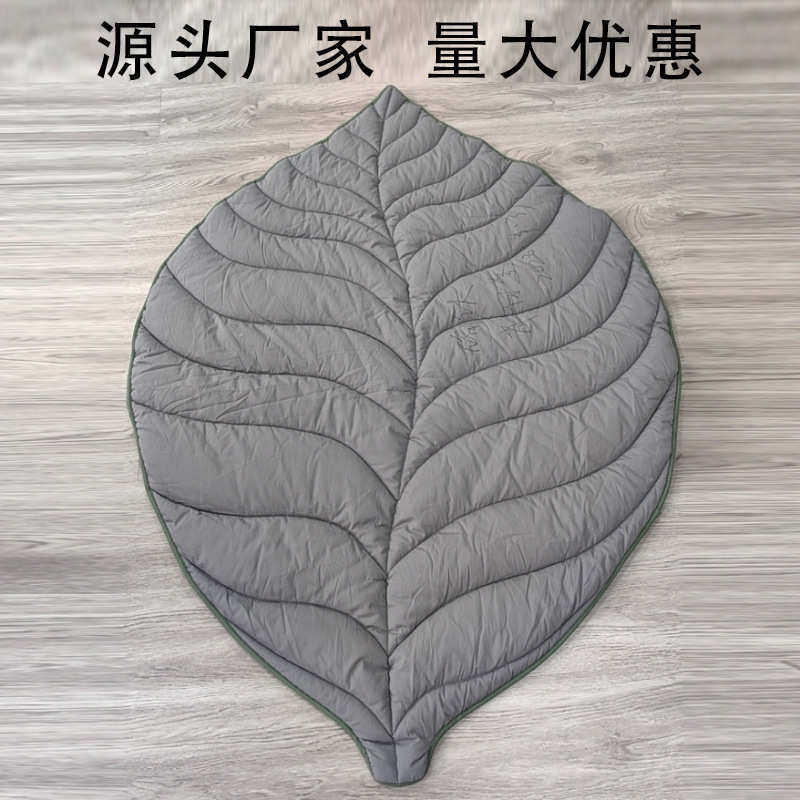 绗垫爬行棉毯棉麻缝儿童缝棉毯北欧批发装饰沙发树叶毯造型绗