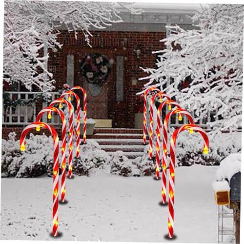 Solar Power Light String Christmas Candy Cane Lights LED Gar