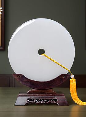 天然玉石平安扣玉盘和氏璧摆件客厅办公室博古架装饰乔迁新居送礼