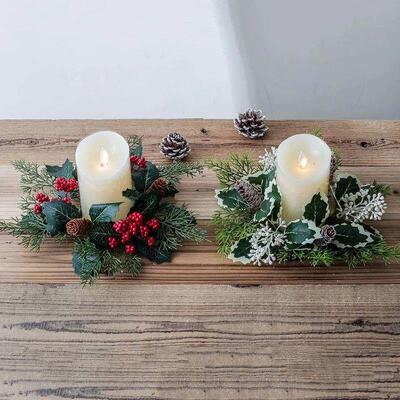 Christmas Ornaments Candle Holder Candlestick Wreath Centerp