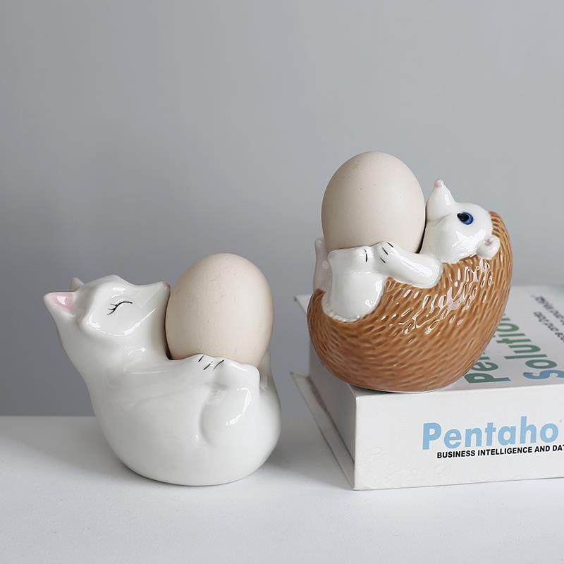 欧式手绘卡通小狐狸刺猬造型陶瓷蛋托早餐鸡蛋托鸡蛋收纳碟碗餐具,餐饮具,淘宝优惠券,粉丝福利购,淘宝优惠卷