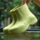 低筒防水防滑踩水鞋 日本牛油果绿雨鞋 夏天时尚 水鞋 洋气雨靴 女夏季