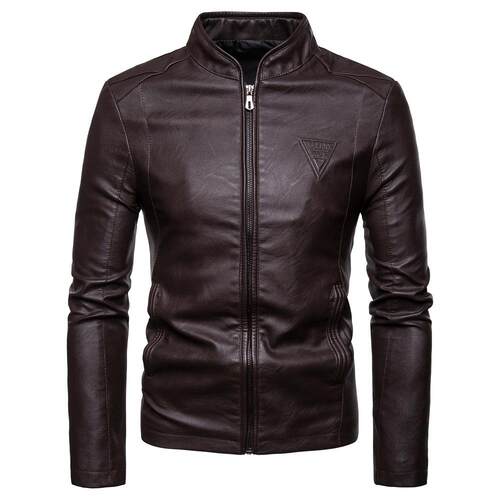 Men's standing collar plus size leather jacket jacket