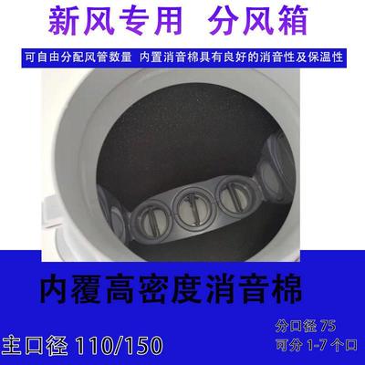 新风系统配件分风箱pe管道分支器消音环保ABS分风箱一分五 一分七