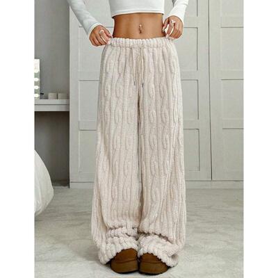 A 93791 Fleece Wide Leg Lounge Pants 毛绒抽绳阔腿睡裤