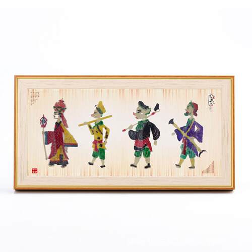 皮影摆件长木相框特色工艺品礼品送老外西安旅游工艺品