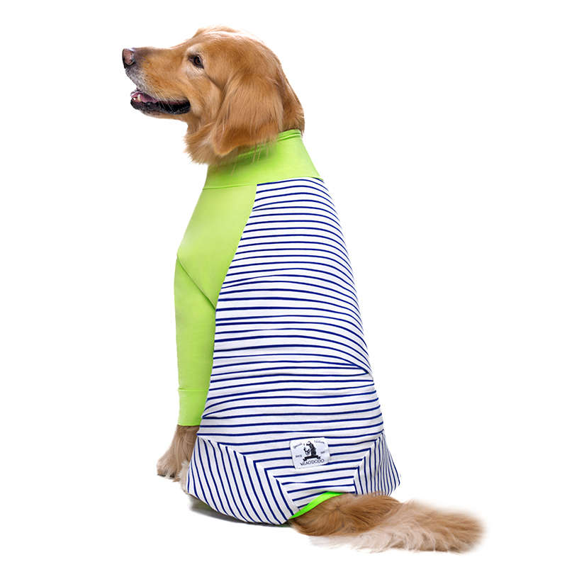 大狗衣服夏装宠物服装金毛秋田边牧防毛防尖护关节条纹四脚衣薄款