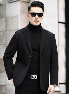 冬季双面尼西装男羊11202-PP呢子外套短款中年男羊毛绒装领克夹西