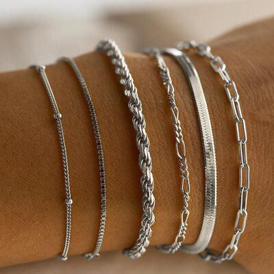 6-piece set bracelets women金属链条女式手饰套装6条装手錬套装