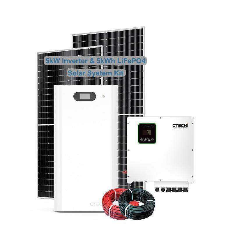 可选配套件方案家庭储能系统5KW带光伏板逆变器储能电池一体机