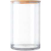 PC密封罐大容量40cm透明带盖直筒竹木盖花胶茶叶陈皮储存桶加大