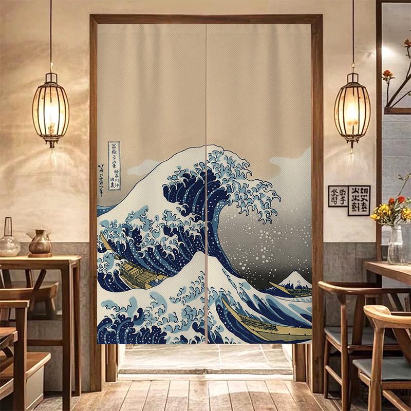 日式商用棉麻门帘日料店隔断帘半帘卫生间遮挡帘家用免打孔布帘子