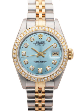 95新 劳力士女表 日志型69173自动机械女表 后配钻圈钻盘