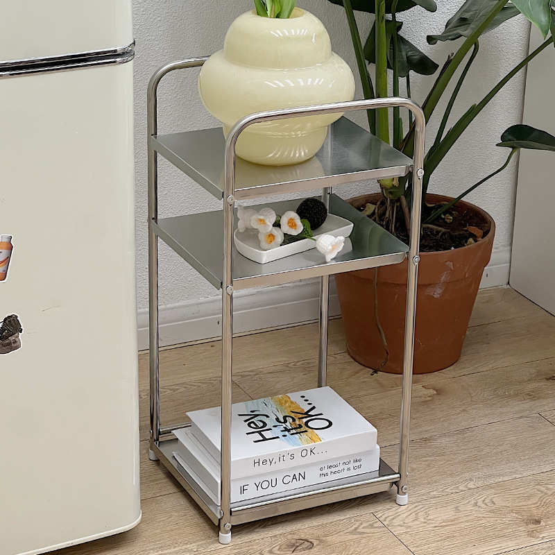 不锈钢置物架落地式卫生间收纳架厨房厕所浴室脸盆架ins中古风