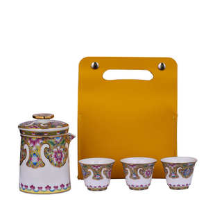 陶瓷羊脂玉冰花珐琅茶具套装彩户外礼品瓷茶具一壶旅行商务三杯