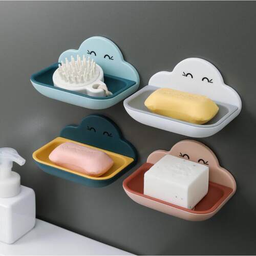 Colorful Cloud Double-Layer Wall-Mounted Soap Drain Box, Tra