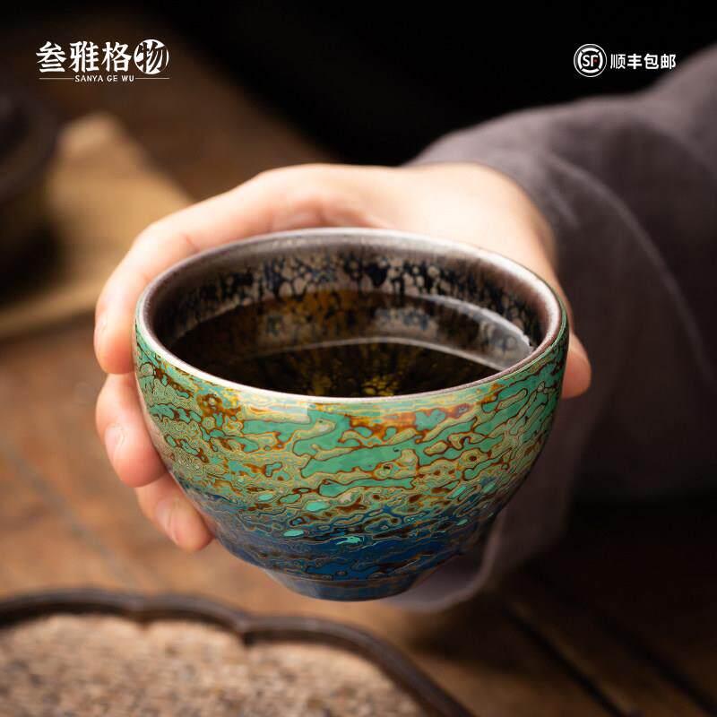 叁雅格物 福州画漆纯手工大漆茶杯建盏漆器高端主人杯单杯礼盒装