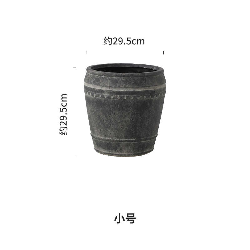 侘橡皮树口径镁仿古风旧黑色落地植做罐花盆寂泥加利尤绿大号复古