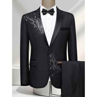 订 表服男款 高档演持出服演男西服套装 手主人歌礼服成人大合唱服装