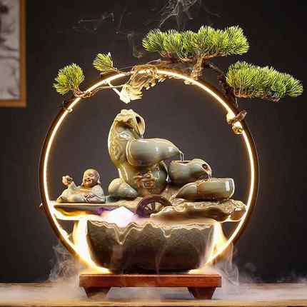 招财进宝流水生财摆件客厅装饰循环水办公室桌面喷泉乔迁开业礼品