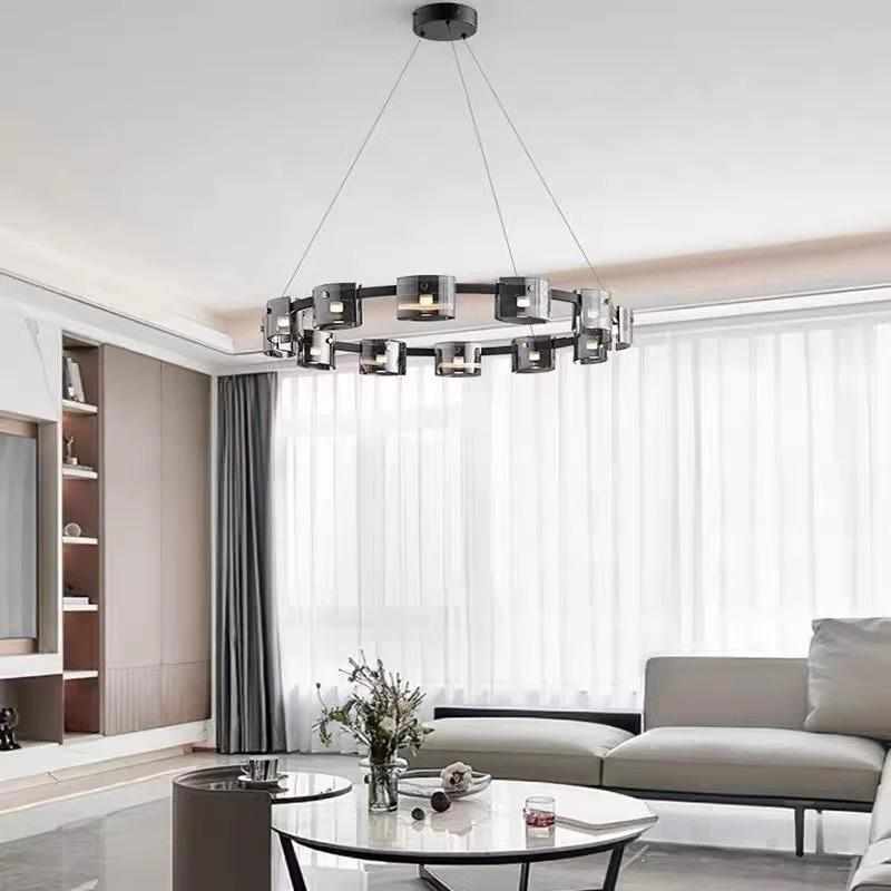 现代意式简约卧室书房客厅吊灯个性家用创意玻璃餐厅吊灯