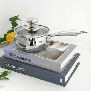 不锈钢奶锅迷你奶锅煮面锅黄油泼油锅18-10三层钢一体成型铸钢柄