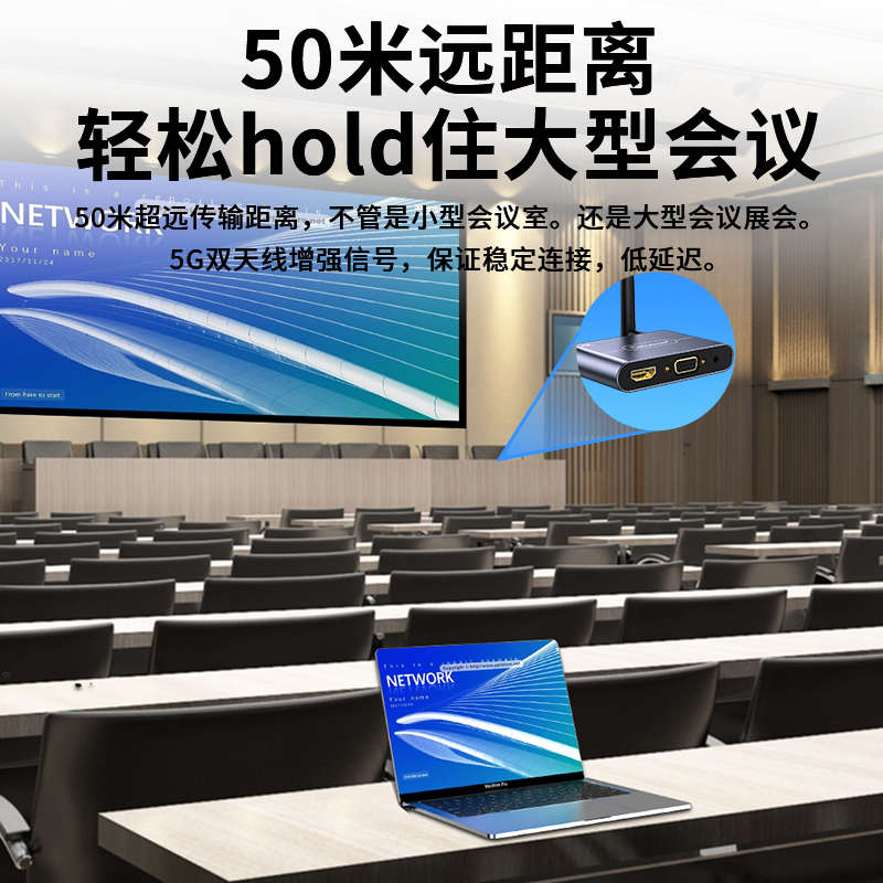 优联无线投屏器50米手机同屏电脑HDMI传输连接电视机点对点企业级