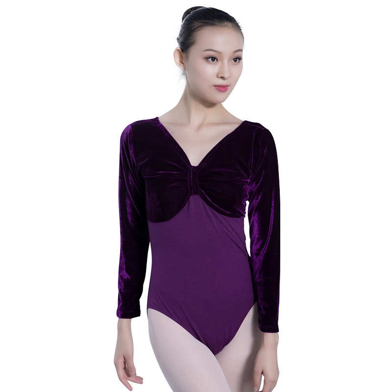 红舞鞋芭蕾舞服体操女儿童成人丝绒长袖半体形体练功服跳舞服5306