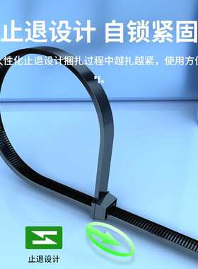 HAILE尼龙扎带ZD-30H-100扎线带束线带4.6*300mm黑色100根扎带