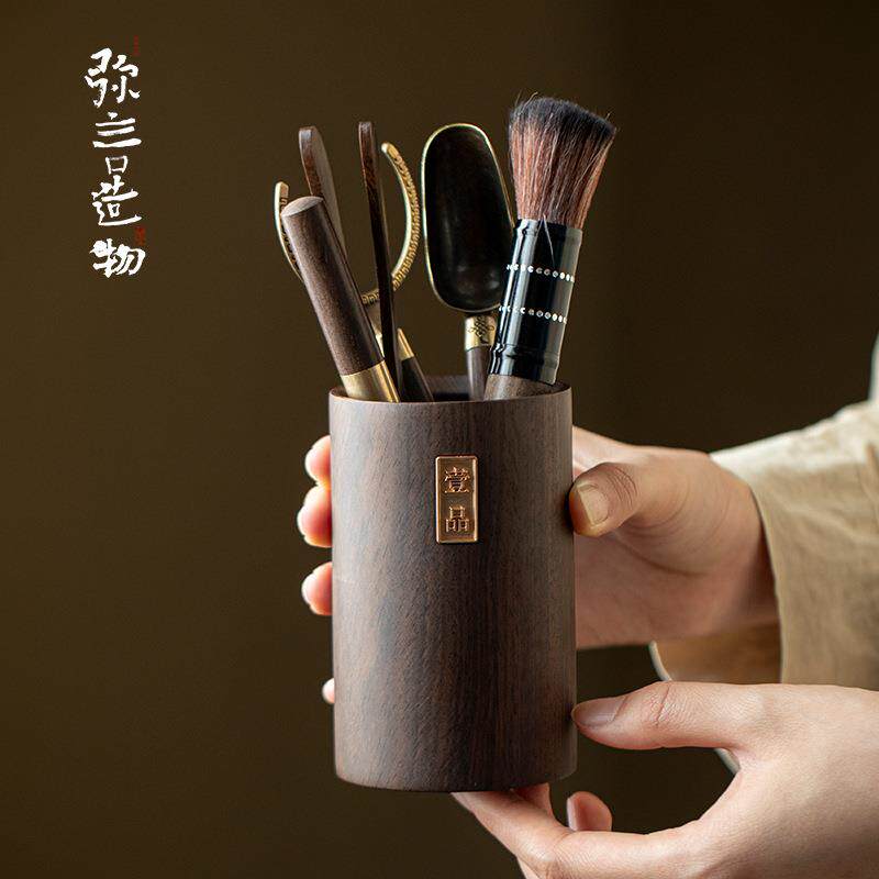 弥言胡桃木茶道六君子套装纯实木茶道桶茶针茶夹茶勺套装茶道配件