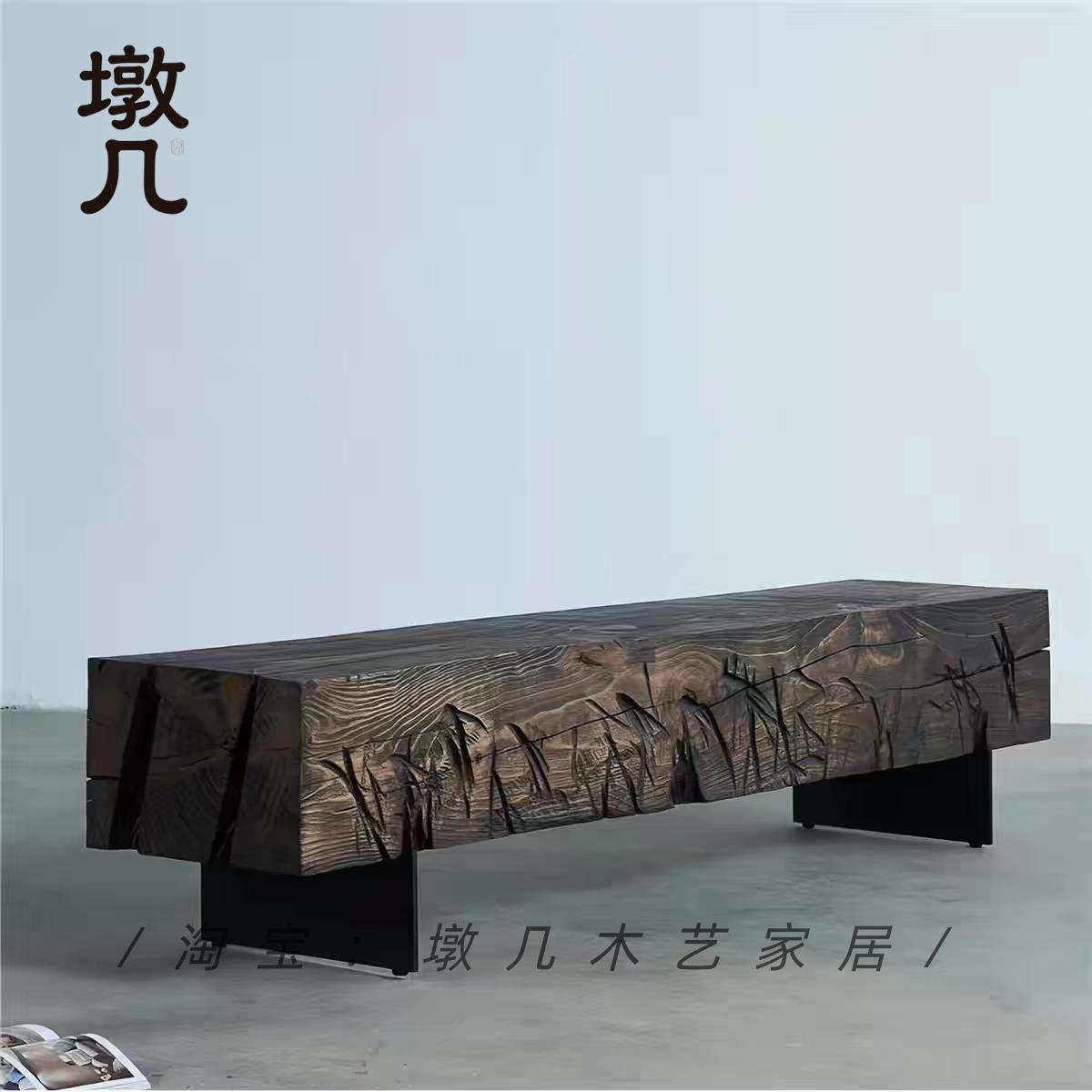 墩几/民宿客厅实木长条凳原木长凳电视柜换鞋凳服装店休闲长椅