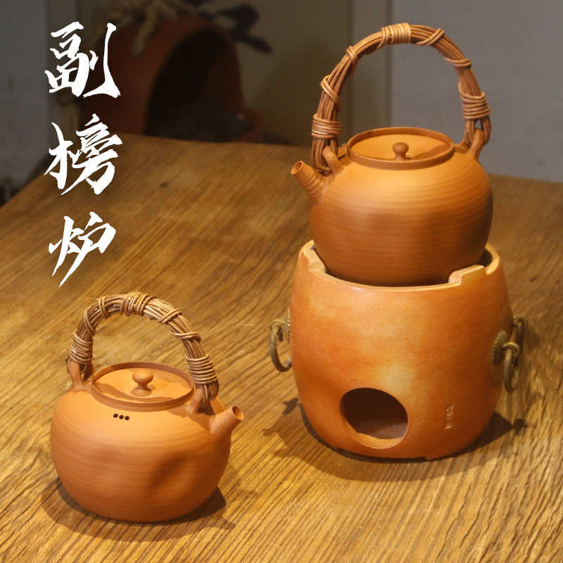 S588童文宋红泥小火炉功夫煮茶炉陶土橄榄炭炉闽西副榜炉砂铫家用