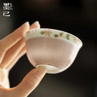 墨己苍烟红手绘陶瓷主人杯功夫茶具家用普洱茶杯品茗杯单杯大号