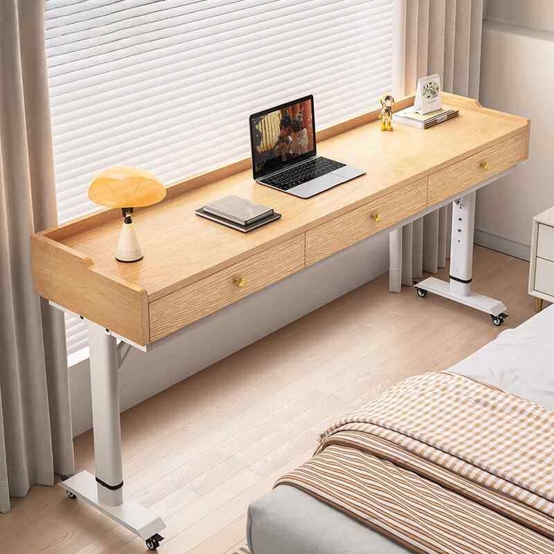 实木跨床桌可移动升降桌小户型床边桌电脑桌长条桌懒人床上学习桌