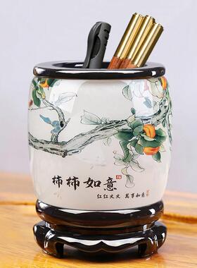 柿柿如意创意旋转笔筒办公室桌面轻奢高级感摆件高档毕业礼物定制