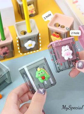 Mini Pencil Sharpener Small Cute Cartoon Two Hole Sharpener