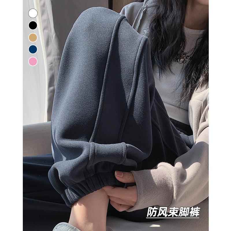 深灰色束脚运动裤女2025秋季新款宽松垂感显瘦休闲卫裤爆款防风裤