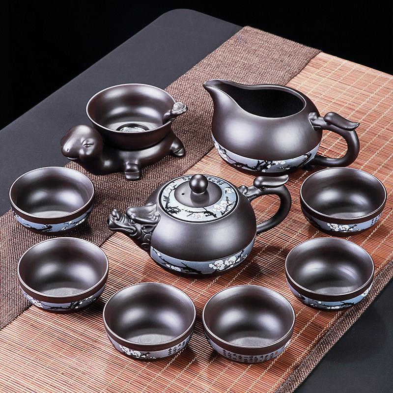 紫砂功夫茶具套组家用办公室泡茶壶覆古中式会客喝茶茶杯2025新款