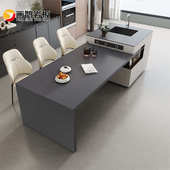 现代简约岩板岛台餐桌一体轻奢客厅家用智能操作台吧台厨房收纳柜