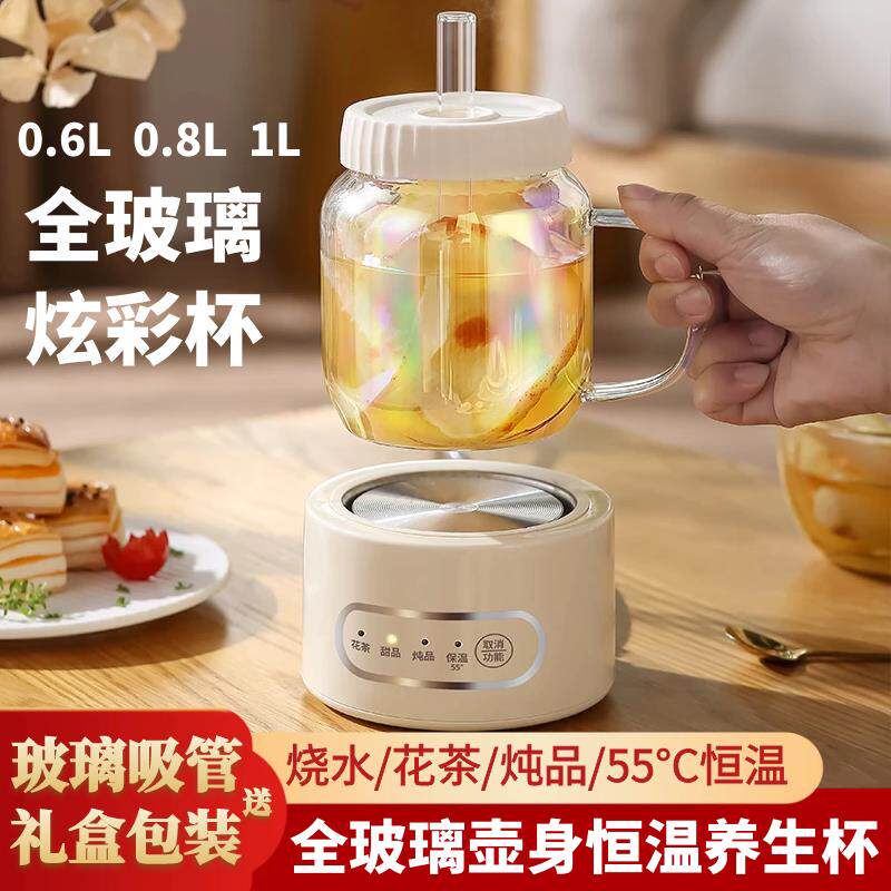 全玻璃电热水杯多功能办公室小型迷你养生杯家用全自动花茶煮茶杯