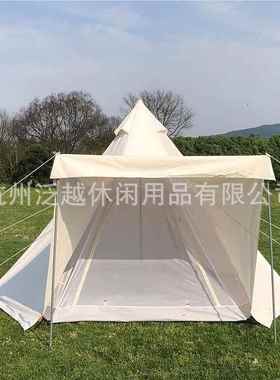 定TP001制露帐篷外野营网红双层含营网纱金塔顶字篷印第安帐篷户