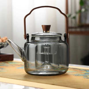 胡桃木茶具套装 围炉煮茶壶玻璃蒸煮一体家用电陶炉泡茶烧水壶新款