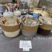 批发柳编草编花篮藤编篮壁挂花盆编织手提花篮吊兰盆田园家居摆件