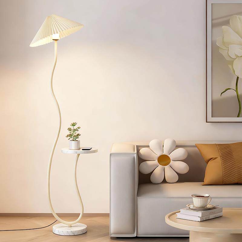 式围奶油风落地灯置物架一体客卧室沙141发旁边厅几艺术法复古氛