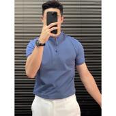 polo衫 男装 男款 薄款 亨利领短袖 新中式 夏季 2025新款 高级感立领t恤
