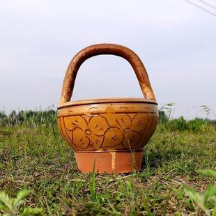 农村烤火炉木炭取暖炉红陶花盆老人取暖神器家用室内烘笼子小火笼