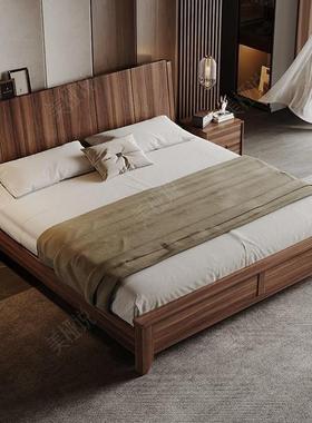 Tal北美胡桃木实木床1.124-6345主5米1.8米卧大床古黑风家用榫卯