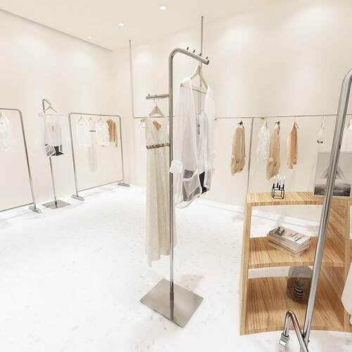衣架服装店专用不锈钢挂衣架女装店陈列货架落地式展示架正挂架