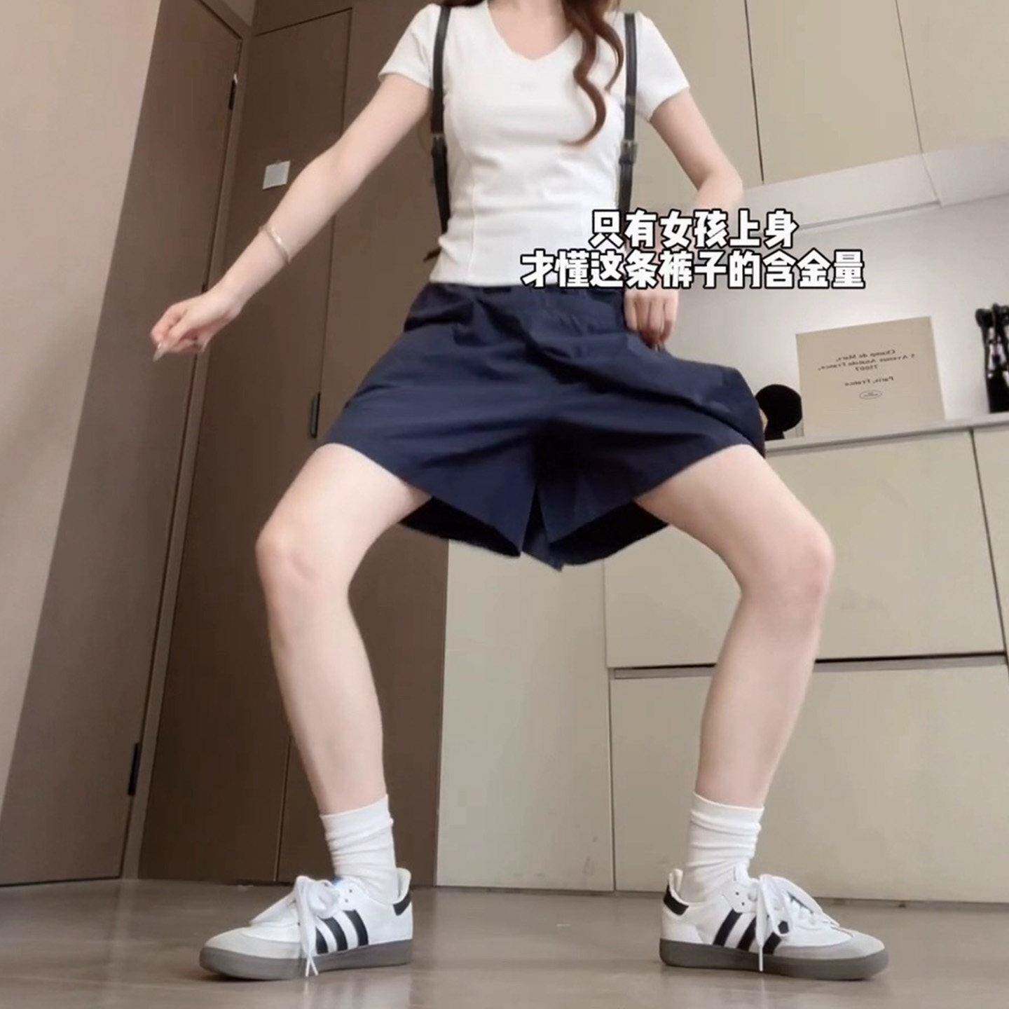 藏青色工装裙裤女夏季薄款胖妹妹遮肚显瘦梨型身材a字休闲短裤裙
